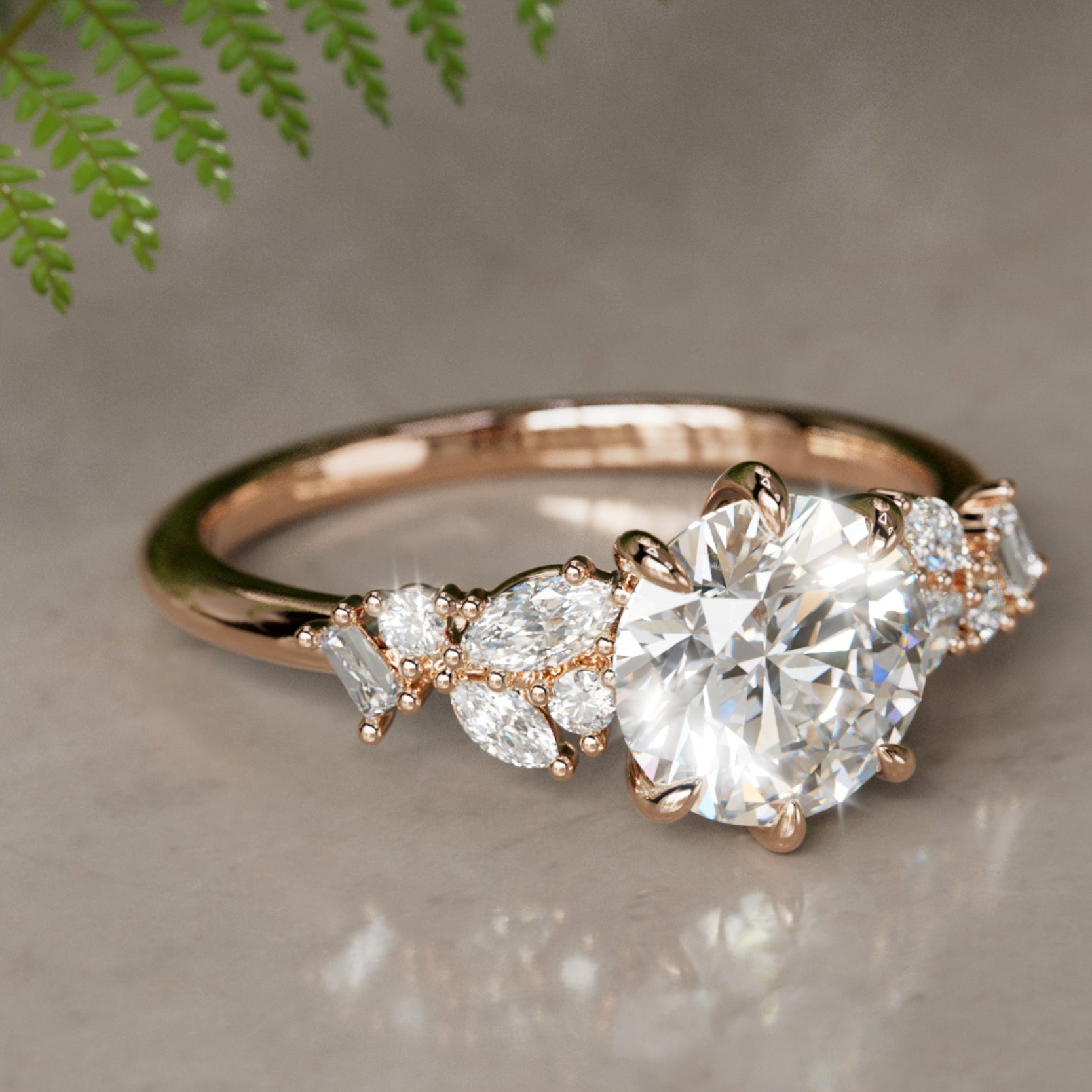 Marquise Shaped Three Stone Lab Grown Diamond Engagement Ring