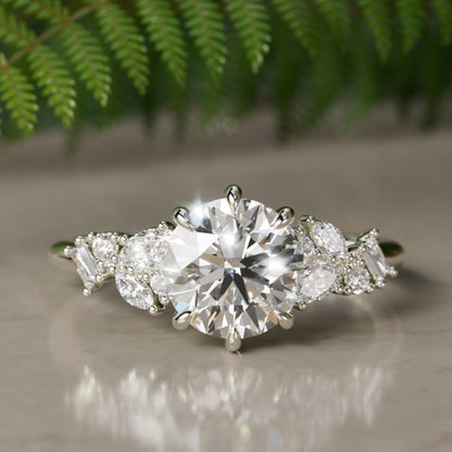 Marquise Shaped Three Stone Lab Grown Diamond Engagement Ring