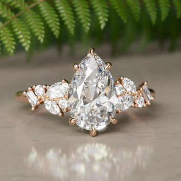 Marquise Shaped Three Stone Lab Grown Diamond Engagement Ring