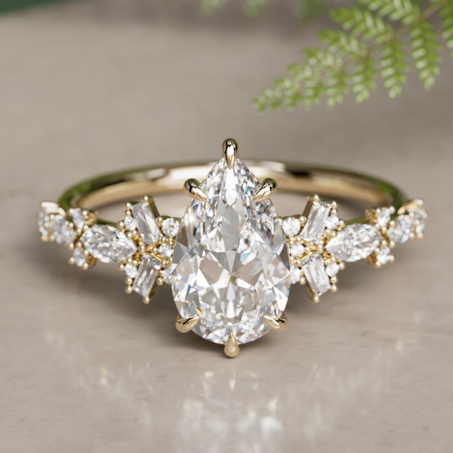 Marquise Shaped Three Stone Lab Grown Diamond Engagement Ring