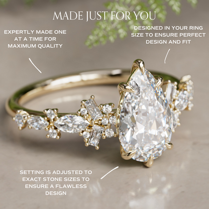 Marquise Shaped Three Stone Lab Grown Diamond Engagement Ring