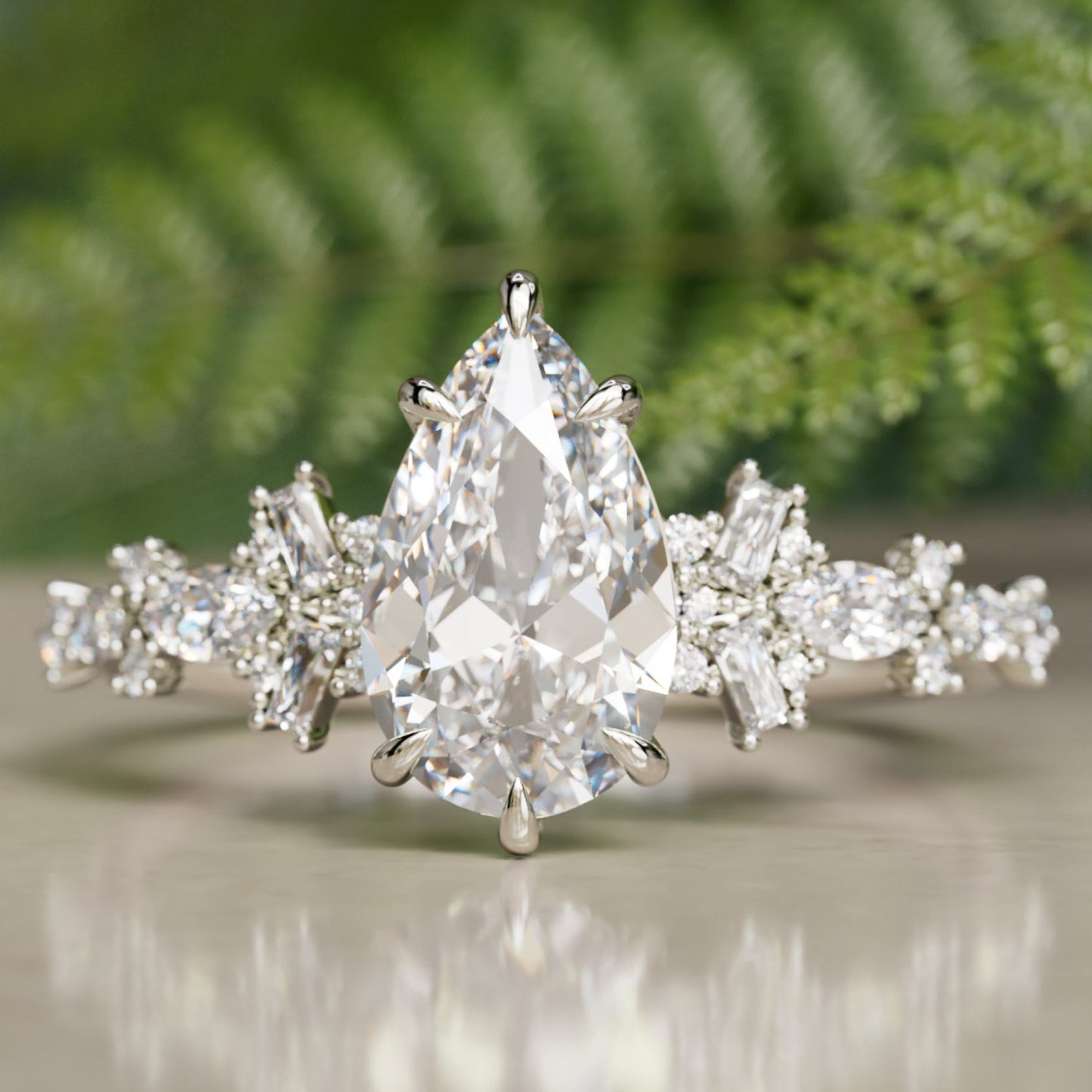 Marquise Shaped Three Stone Lab Grown Diamond Engagement Ring