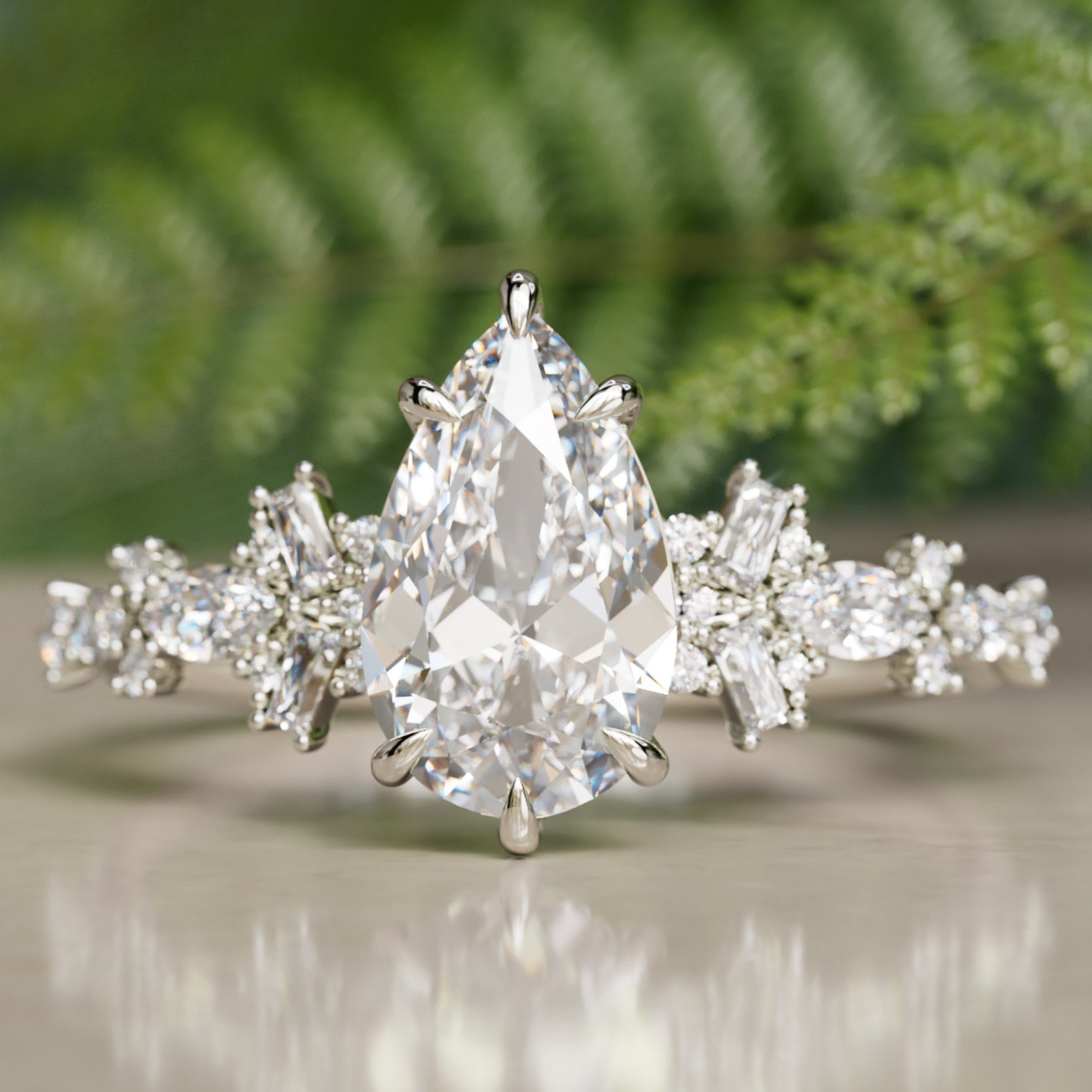 Marquise Shaped Three Stone Lab Grown Diamond Engagement Ring