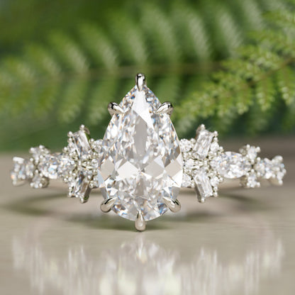 Marquise Shaped Three Stone Lab Grown Diamond Engagement Ring