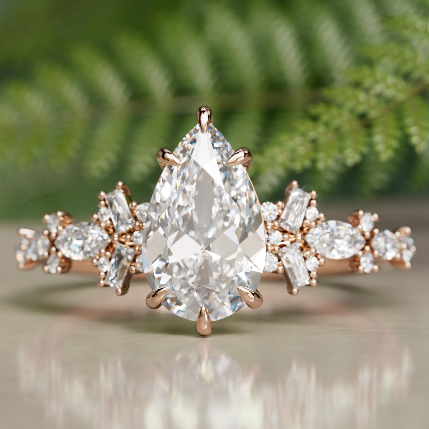 Marquise Shaped Three Stone Lab Grown Diamond Engagement Ring