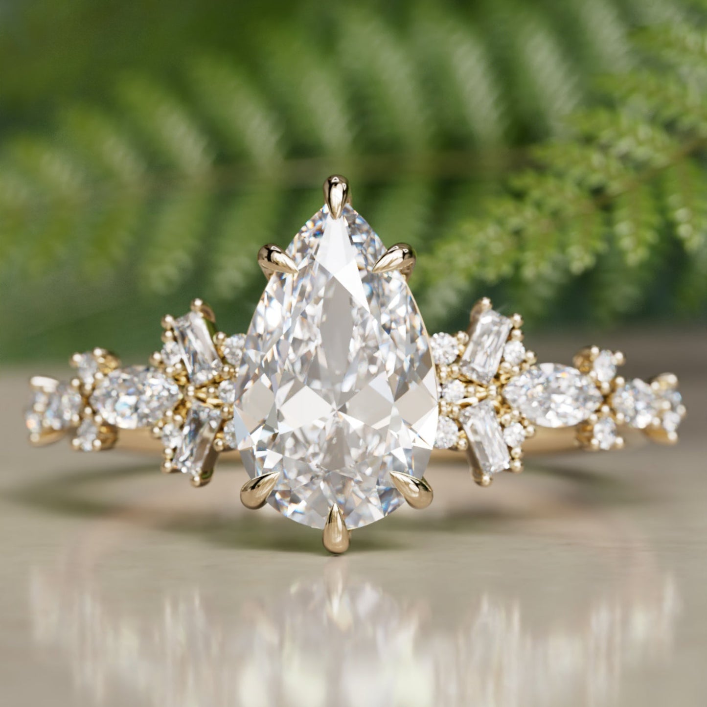 Marquise Shaped Three Stone Lab Grown Diamond Engagement Ring