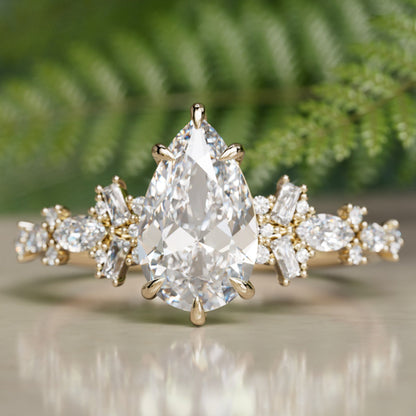 Marquise Shaped Three Stone Lab Grown Diamond Engagement Ring