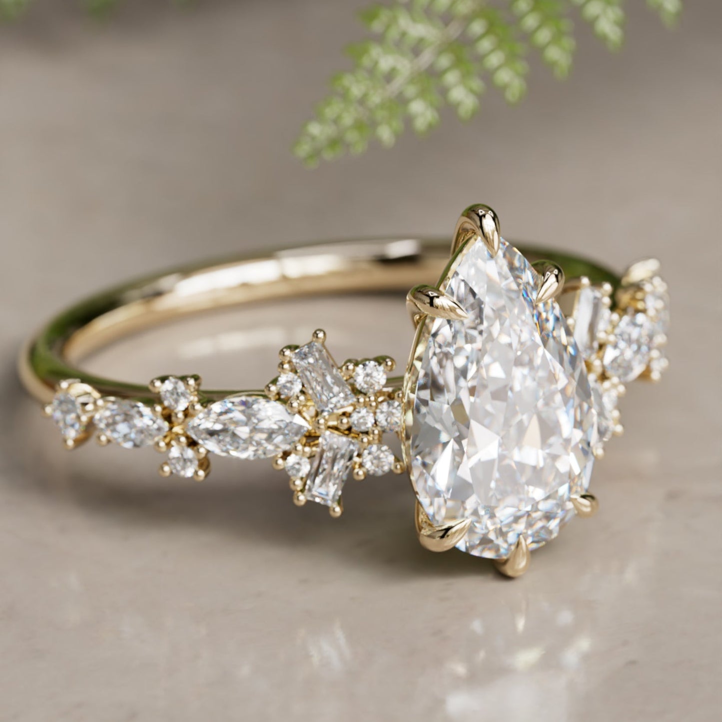 Marquise Shaped Three Stone Lab Grown Diamond Engagement Ring