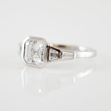 Marquise Shaped Three Stone Lab Grown Diamond Engagement Ring
