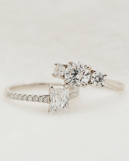 Marquise Shaped Three Stone Lab Grown Diamond Engagement Ring