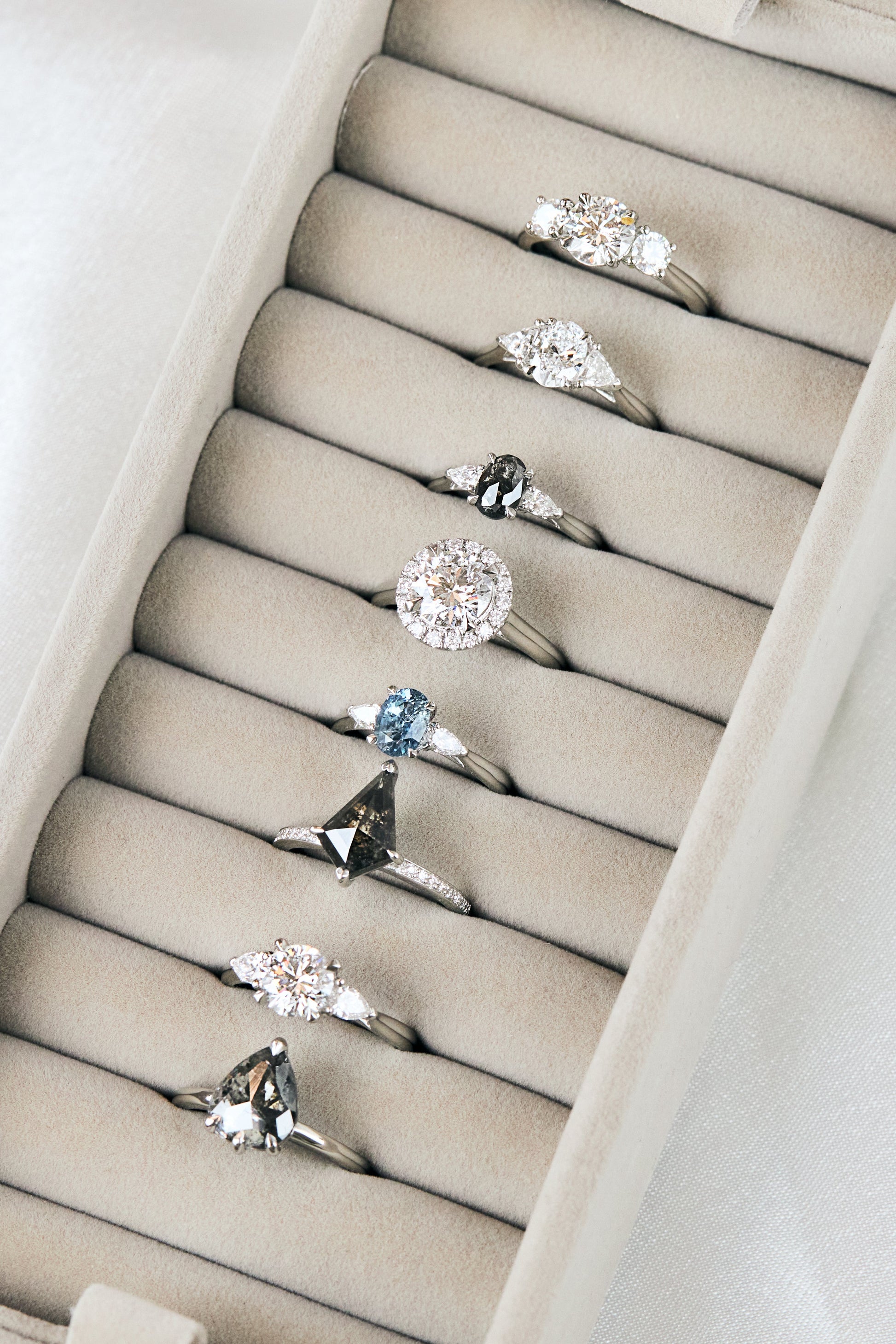 Marquise Shaped Three Stone Lab Grown Diamond Engagement Ring