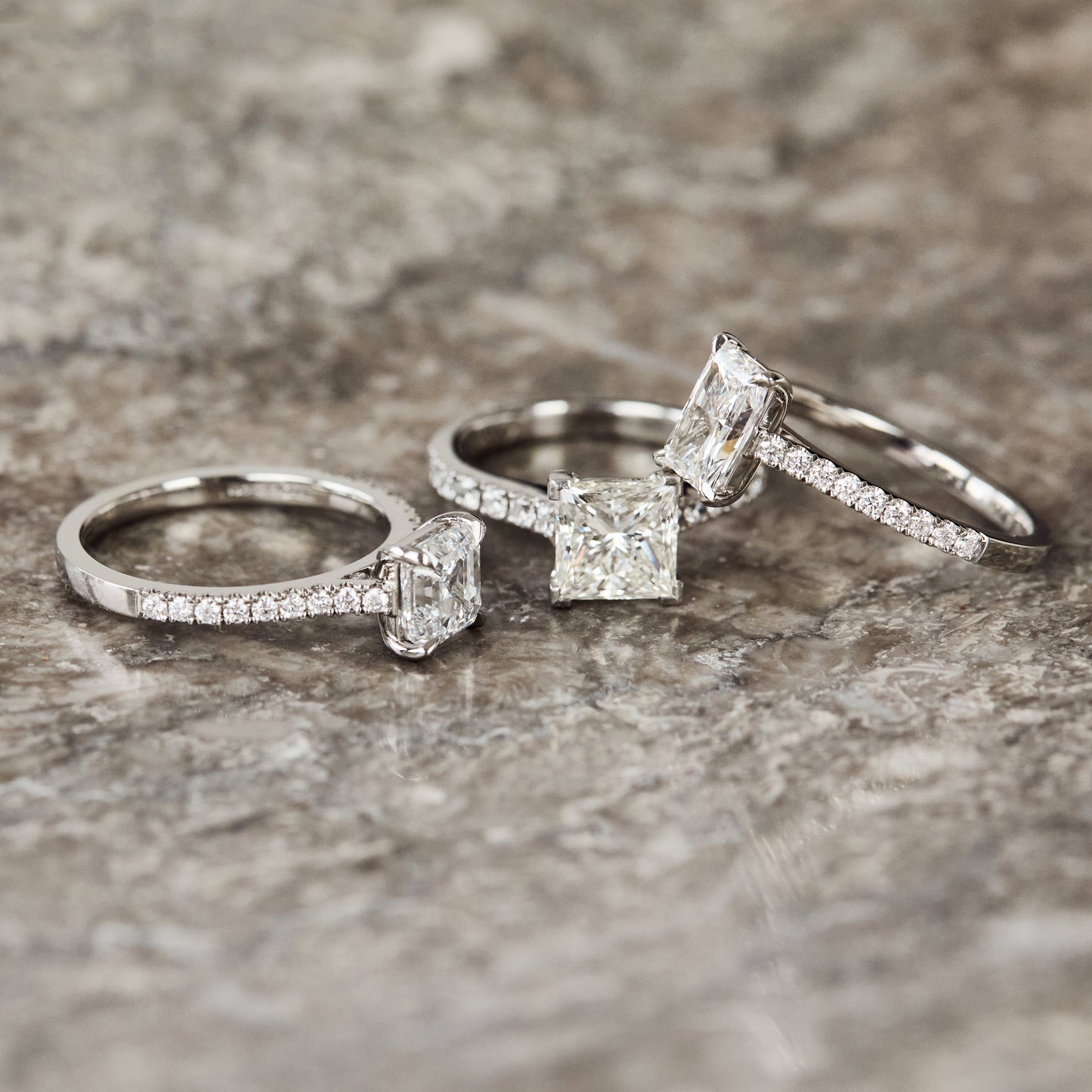 Marquise Shaped Three Stone Lab Grown Diamond Engagement Ring