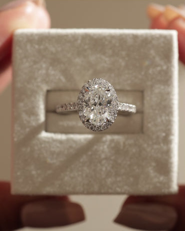 2 CT Oval Cut Halo and Pave Lab Grown Diamond Engagement Ring