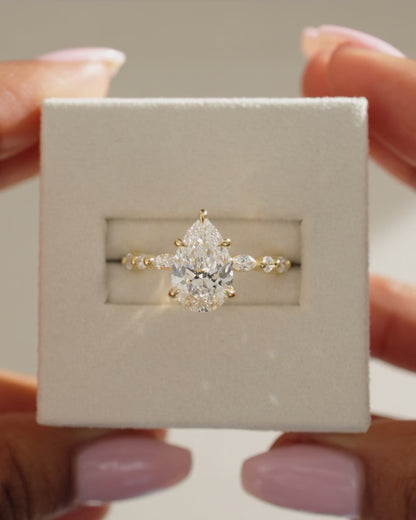 2 CT Pear Cut Pave Styled Lab Grown Diamond Engagement Ring