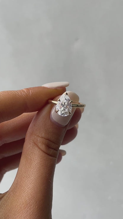 2 CT Pear Cut Hidden Halo Lab Grown Diamond Engagement Ring