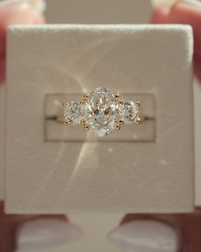 2 CT Oval Cut Three Stone Lab Grown Diamond Engagement Ring