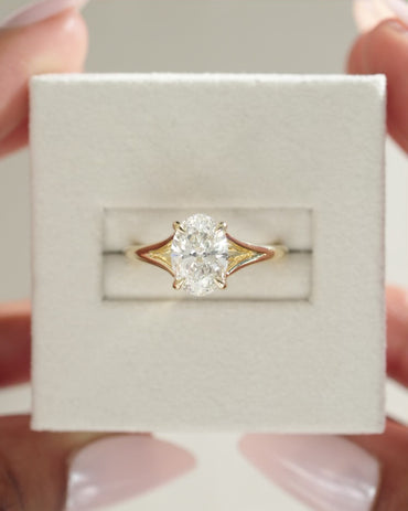 2 CT Oval Shaped Split Shank Lab Grown Diamond Engagement Ring