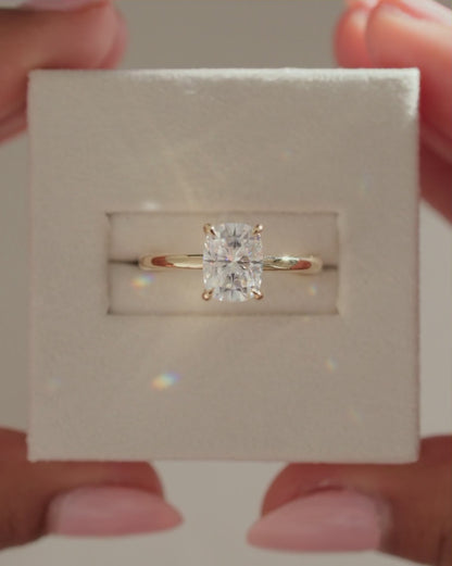 2.0 CT Elongated Cushion Cut Hidden Halo Styled Lab Grown Diamond Engagement Ring