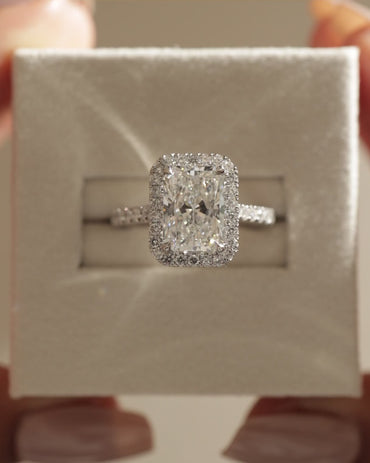 2 CT Radiant Cut Halo and Pave Lab Grown Diamond Engagement Ring