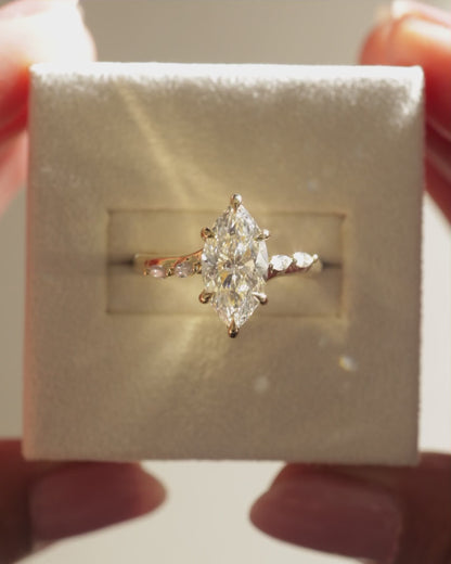 2.0 CT Marquise Pave Lab Grown Diamond Engagement Ring