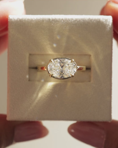 2 CT Oval Cut Bezel-Solitaire Lab Grown Diamond Engagement Ring For Women