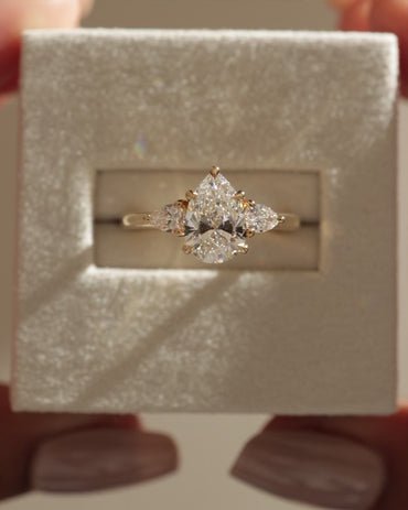 2.0 CT Pear Cut Three Stones Lab Grown Diamond Engagement Ring
