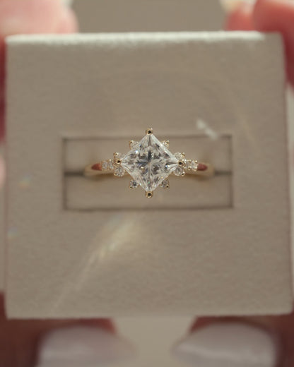 Princess Cut Custer Lab Grown Diamond Engagement Ring