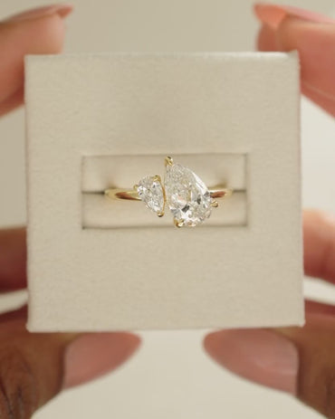 2.8 CT Pear Cut Toi Et Moi Lab Grown Diamond Engagement Ring