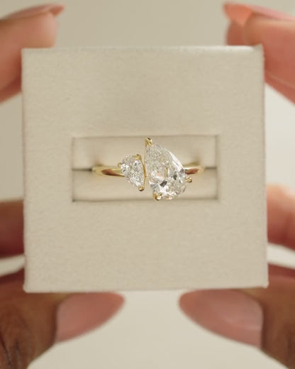 2.8 CT Pear Cut Toi Et Moi Lab Grown Diamond Engagement Ring