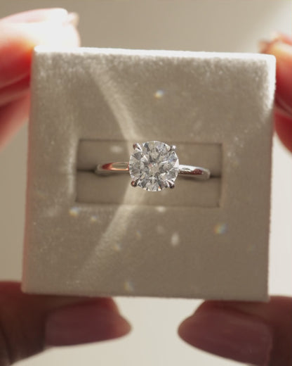 2 CT Round Cut Hidden Halo Styled Lab Grown Diamond Engagement Ring For Her