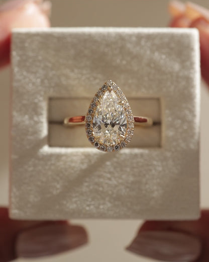 2 CT Pear Cut Halo Style Lab Grown Diamond Engagement Ring