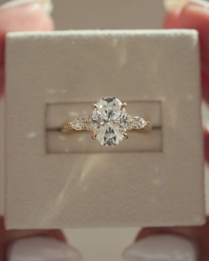 2 CT Oval Cut Cluster Lab Grown Diamond Engagement Ring