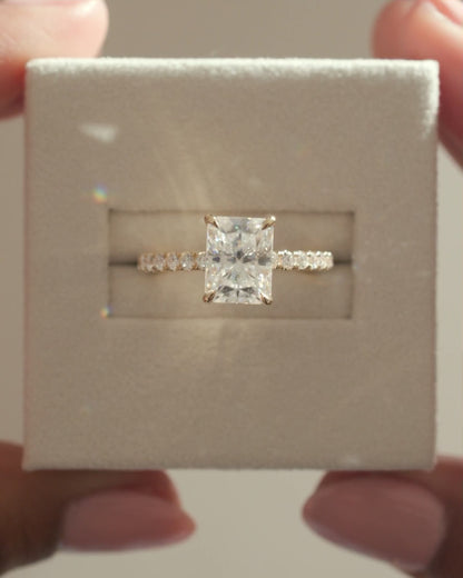 2 CT Radiant Cut Pave & Hidden Halo Styled Lab Grown Diamond Engagement Ring