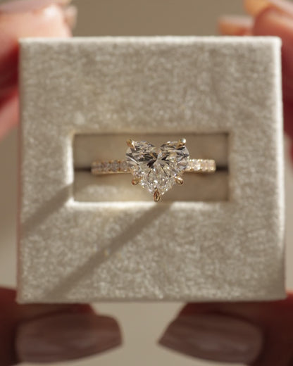 2 CT Heart Cut Pave Styled Lab Grown Diamond Engagement Ring