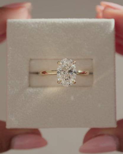 2.0 CT Oval Cut Hidden Halo Style Lab Grown Diamond Engagement Ring