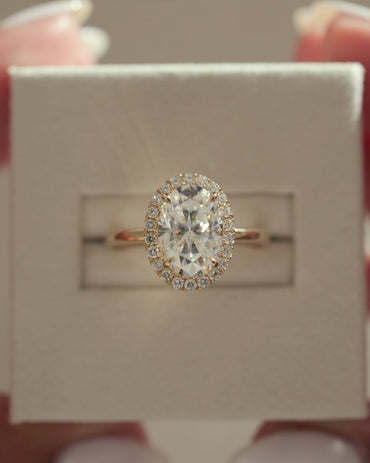 2 CT Oval Cut Halo Lab Grown Diamond Engagement Ring
