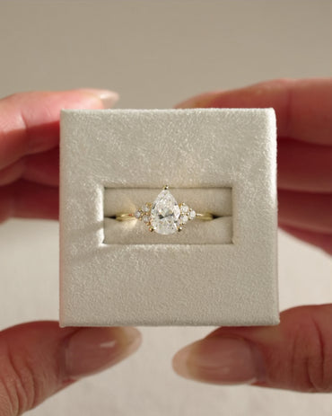 2 CT Pear Cut Cluster Styled Lab Grown Diamond Engagement Ring