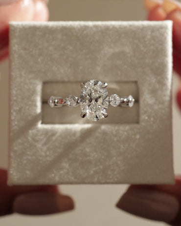 2 CT Oval Cut Pave Styled Dainty Lab Grown Diamond Engagement Ring