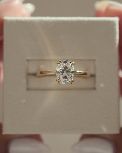 2 CT Oval Cut Hidden Halo Styled Lab Grown Diamond Engagement Ring