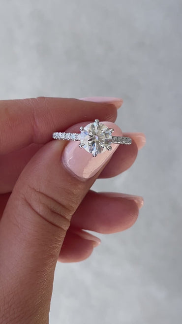 2 CT Round Cut  Pave Styled Lab Grown Diamond Engagement Ring