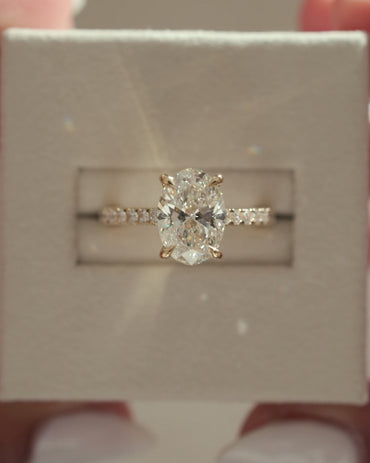 2.0 CT Oval Cut Pave & Cathedral Lab Grown Diamond Engagement Ring