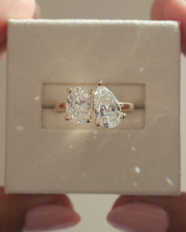 3.0 CT Oval & Pear Cut Toi Et Moi Lab Grown Diamond Engagement Ring