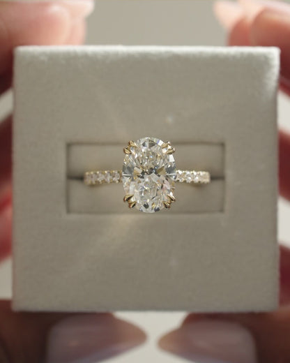 2 CT Oval Cut Pave Styled Lab Grown Diamond Engagement Ring