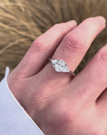 1.5 CT Oval Cut Three Stones Lab Grown Diamond Engagement Ring