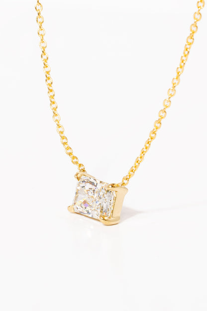 1.5 CT Radiant Solitaire Lab Grown Diamond Necklace in Solid Gold