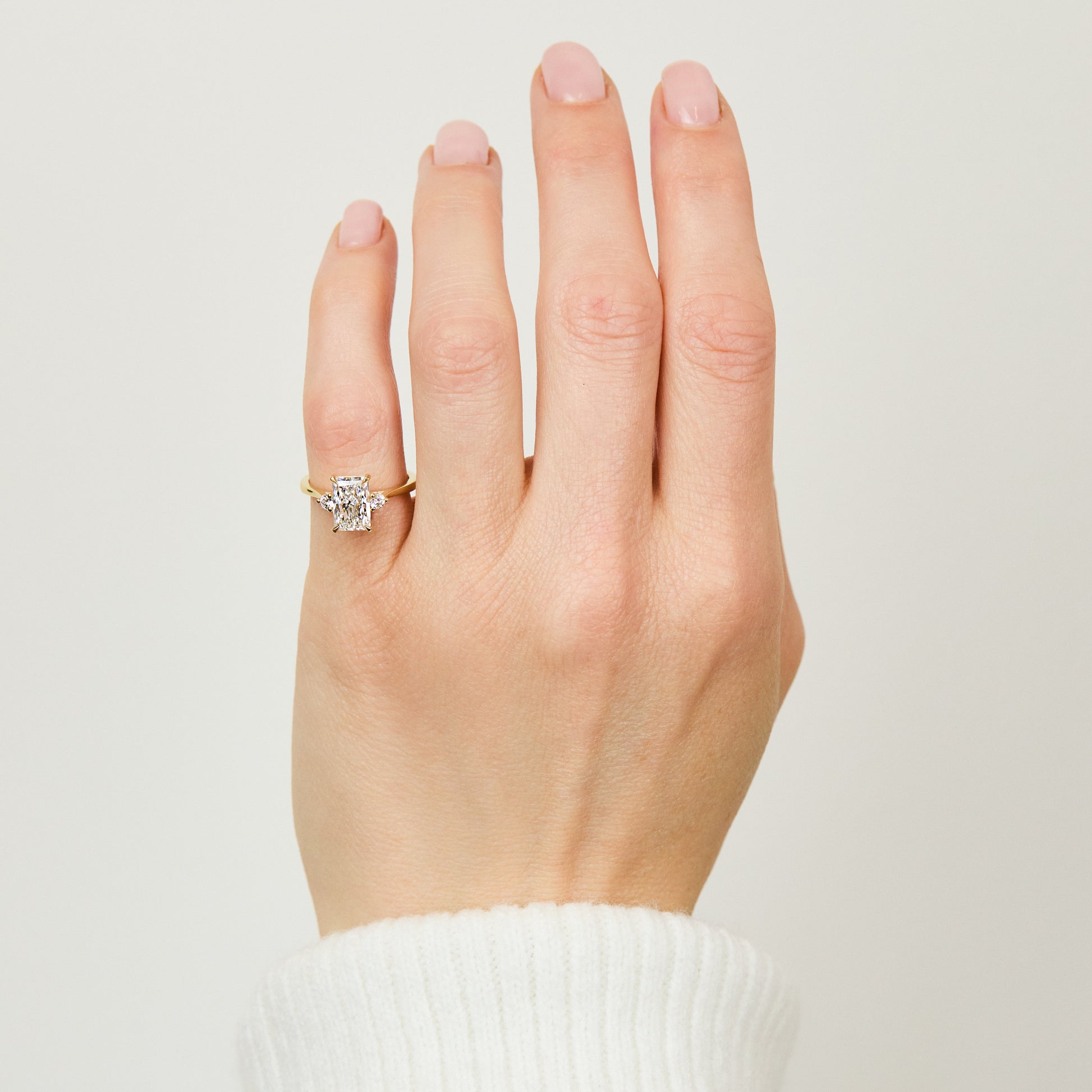 Marquise Shaped Three Stone Lab Grown Diamond Engagement Ring