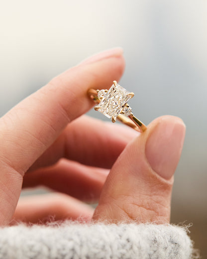 Marquise Shaped Three Stone Lab Grown Diamond Engagement Ring