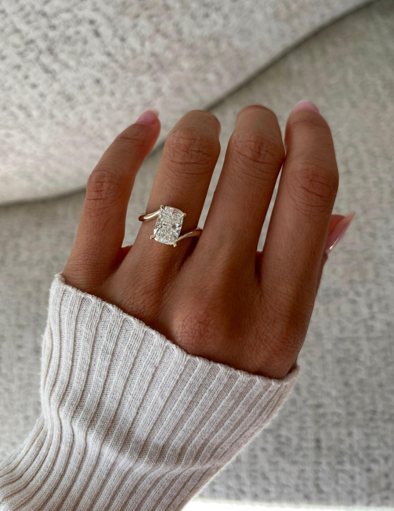 2.5 CT Elongated Cushion Cut Solitaire Rapture Lab Grown Engagement Ring