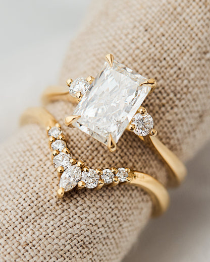 Marquise Shaped Three Stone Lab Grown Diamond Engagement Ring