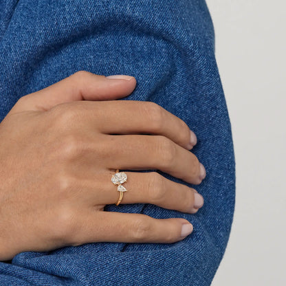 Timeless 1.4 TCW Oval & Pear Cut Toi Et Moi Styled Lab Grown Diamond Engagement Ring